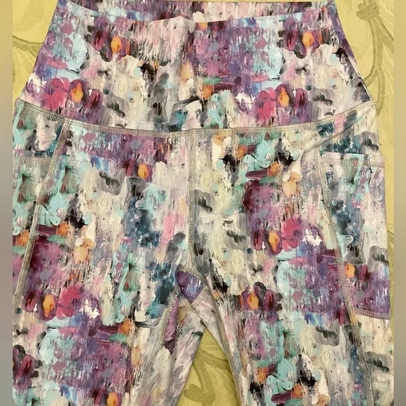 RBX Brush Stroke Paint Splatter Print Watercolor Colorful Leggings Sz S P SP - Picture 9 of 16